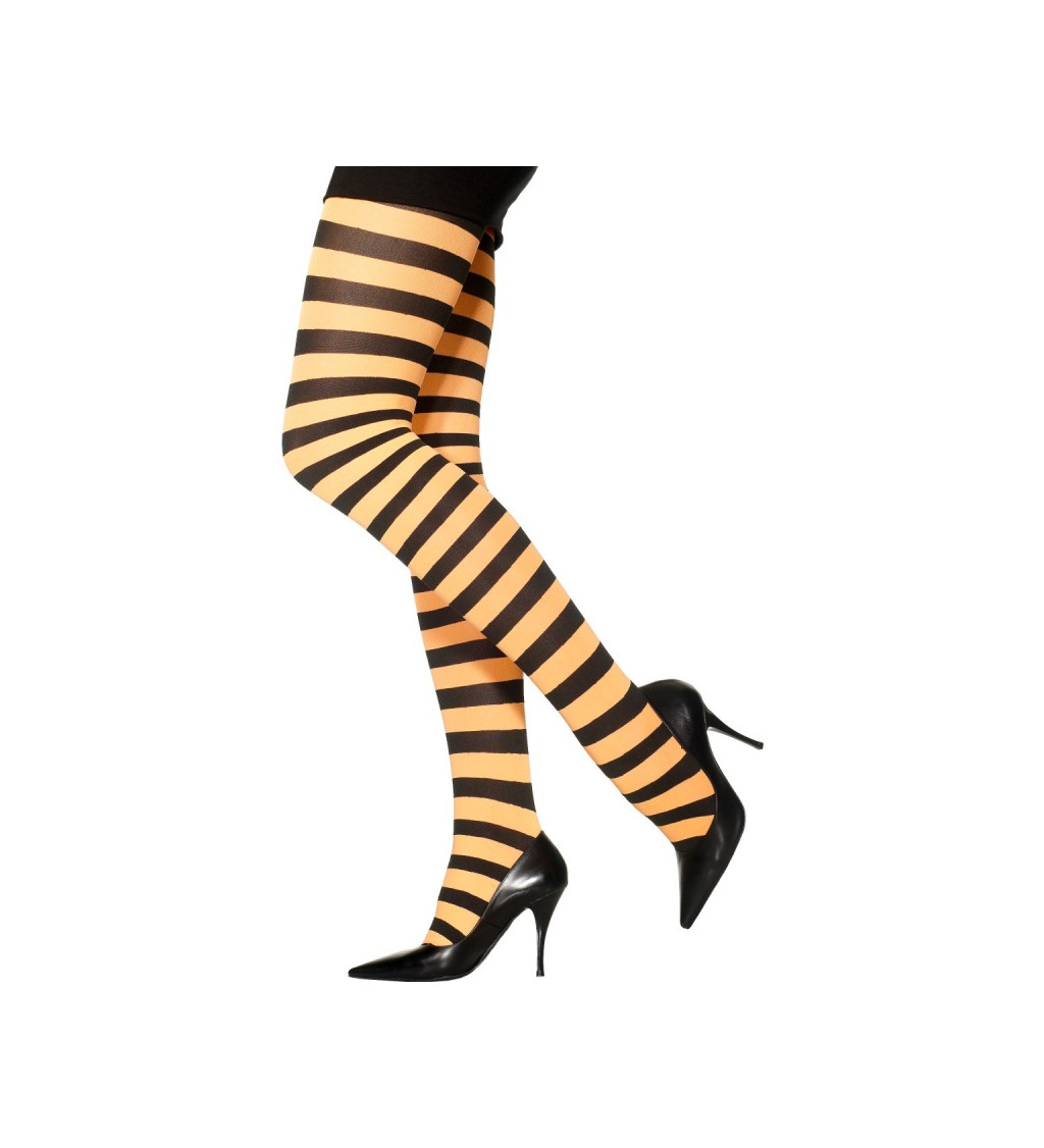 Detské pruhované pančucháče - oranžovo-čierne