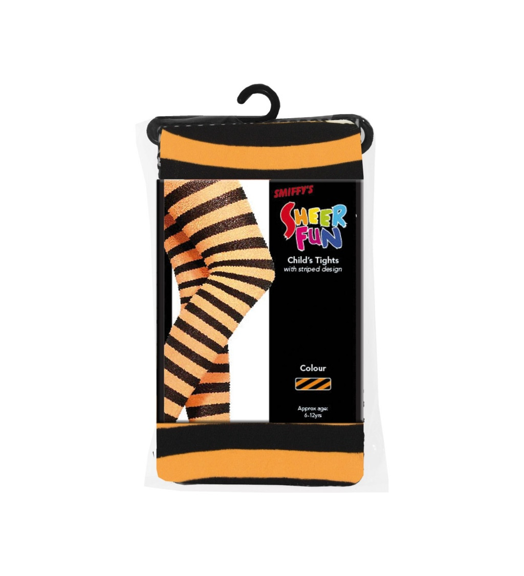 Detské pruhované pančucháče - oranžovo-čierne