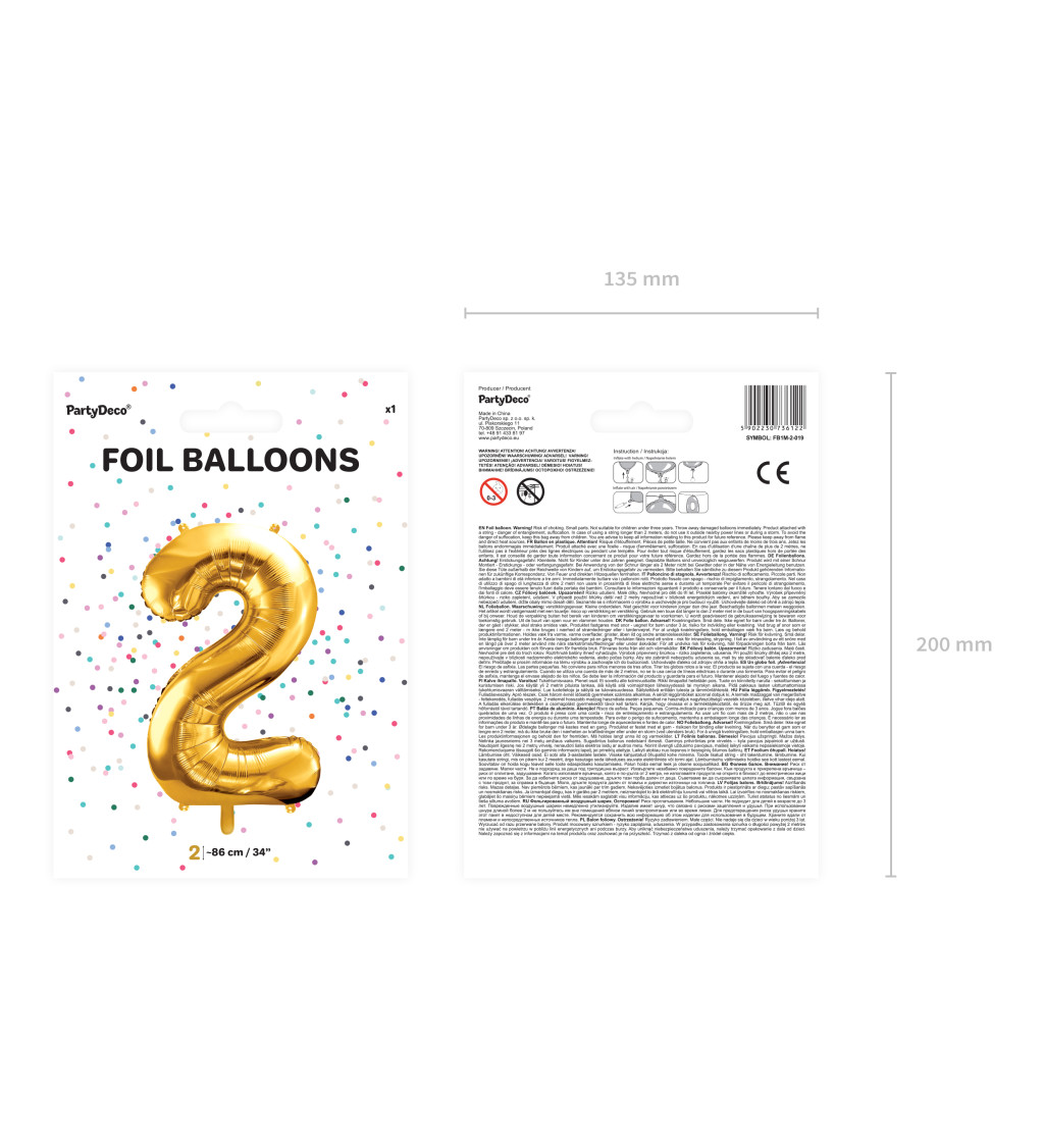 Fóliový balónik 2 - zlatý