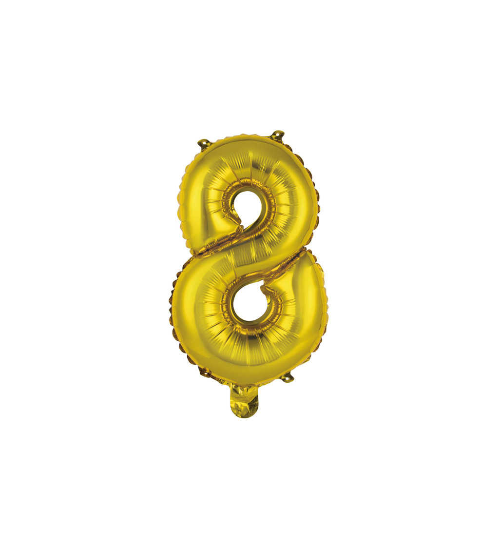 Fóliový balónik "8", mini zlatý