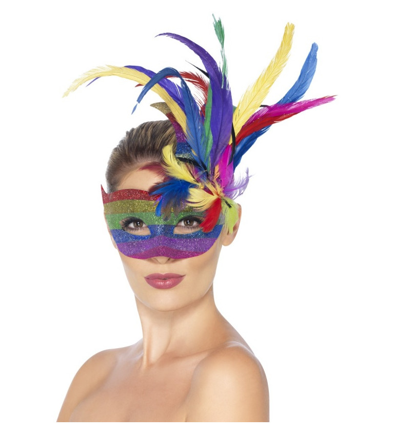Maska Karneval - dúhová