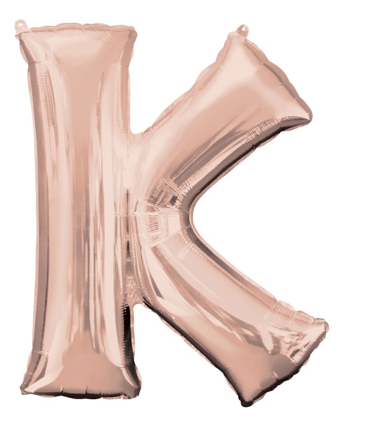 Fóliový balónik "K" - rose gold 83cm
