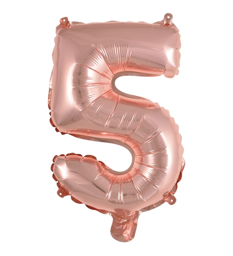 Fóliový balónik "5", mini rose gold