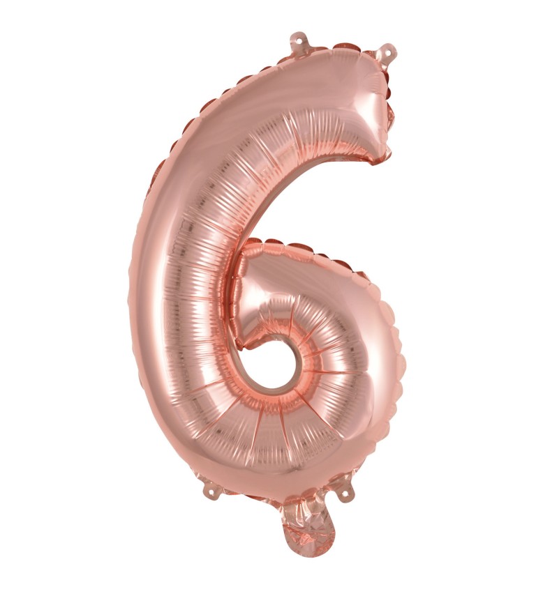 Fóliový balónik "6", mini rose gold