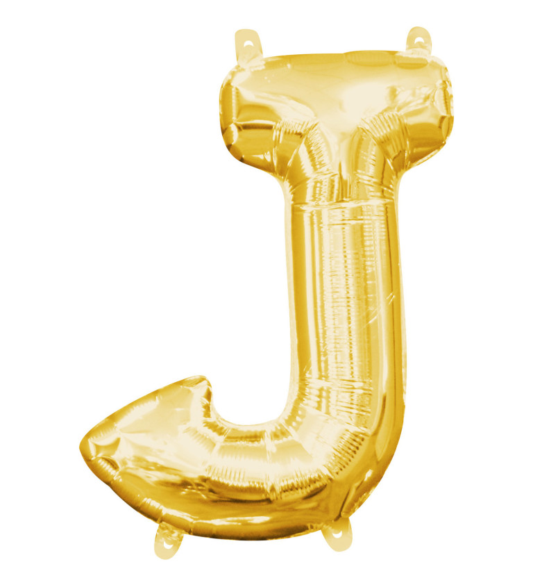 Fóliový balón "J" - mini zlatý