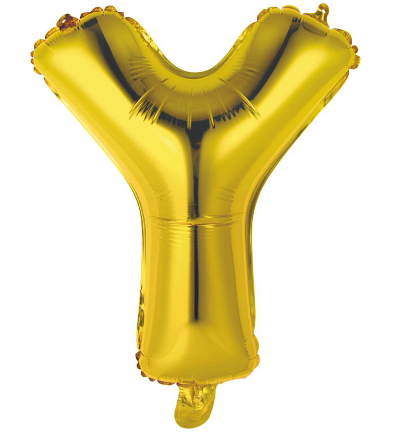 Fóliový balónik "Y" - mini zlatý