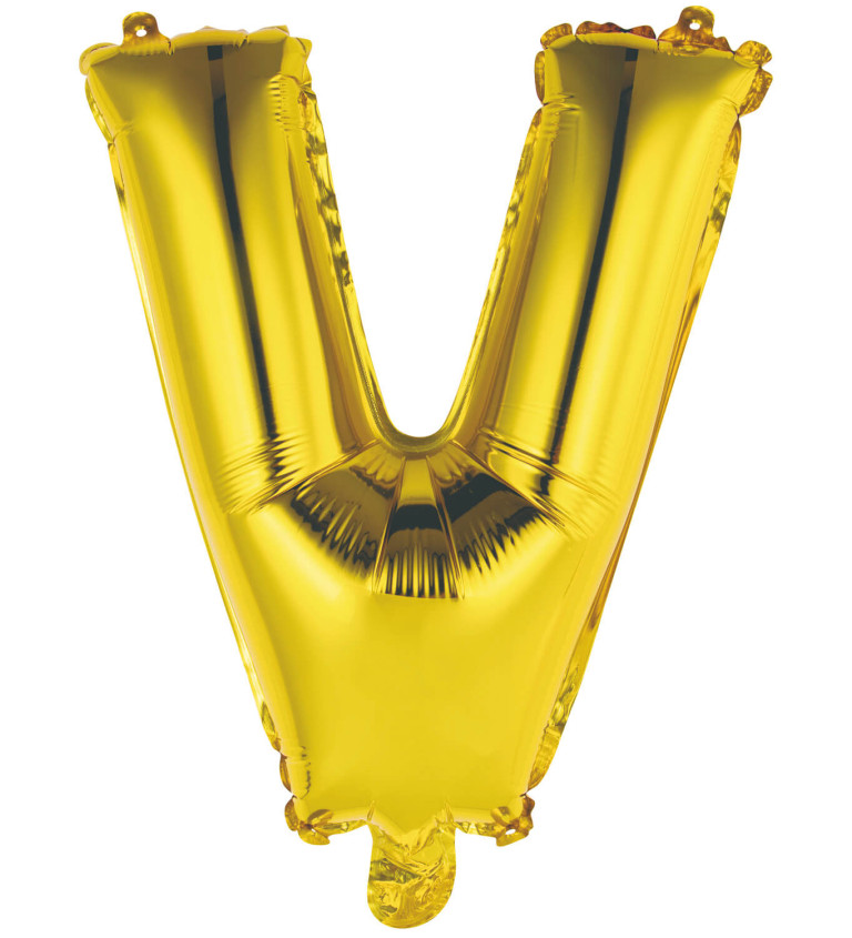 Fóliový balónik "V" - mini zlatý