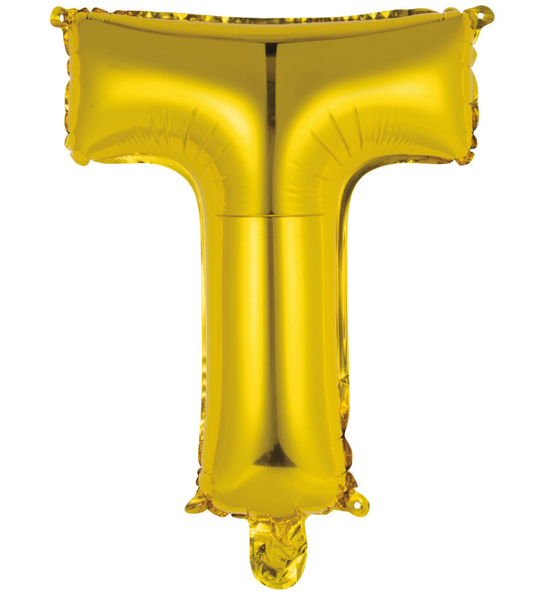 Fóliový balónik "T" - mini zlatý