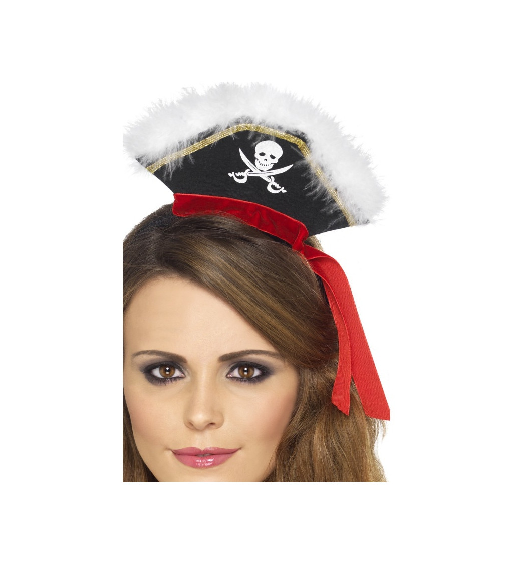 Mini klobúčik Pirátka - na čelenke