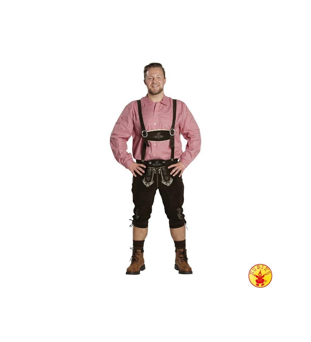 Bavorské kožené nohavice - tmavohnedé