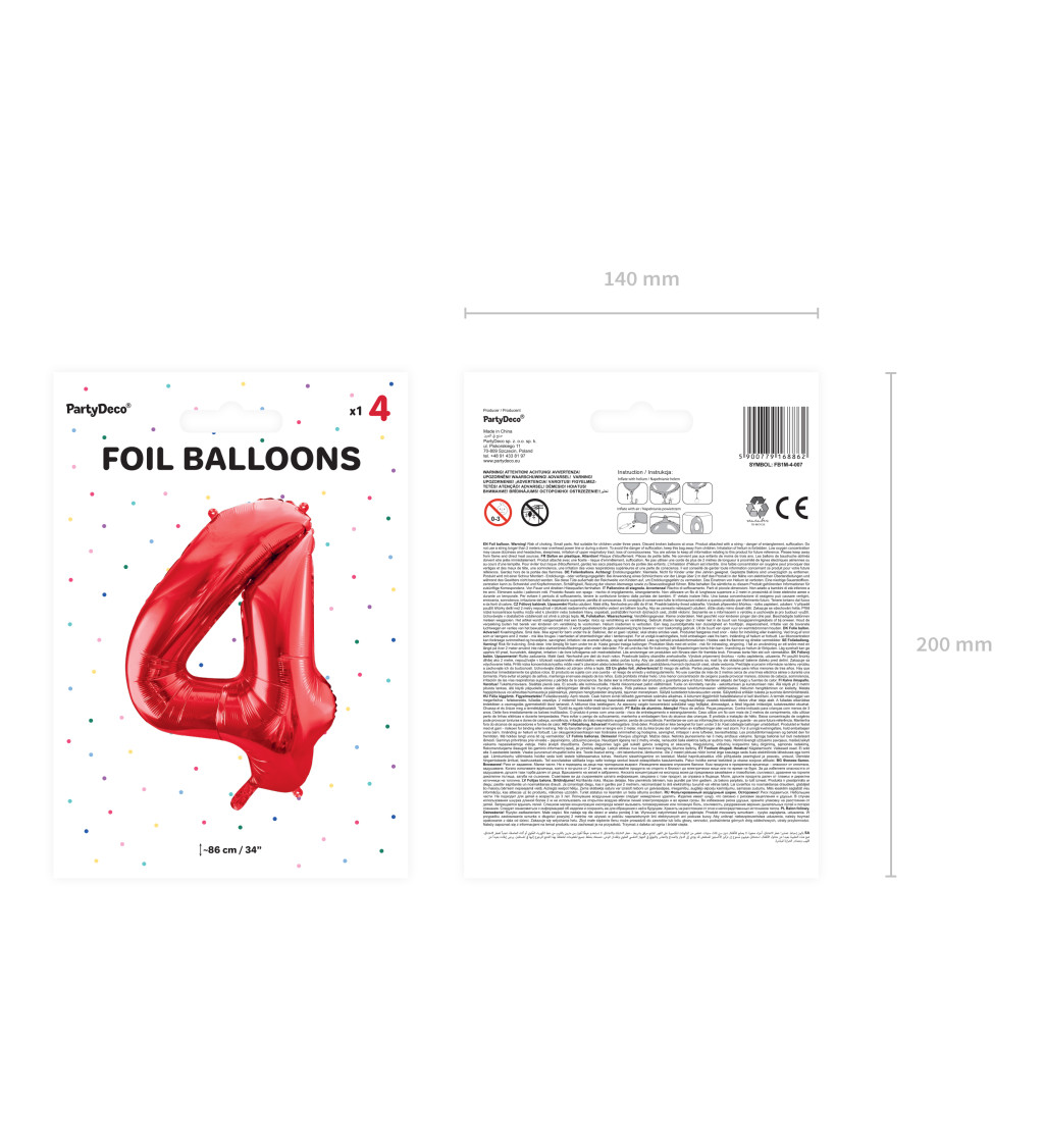 Fóliový balónik 4 - červená