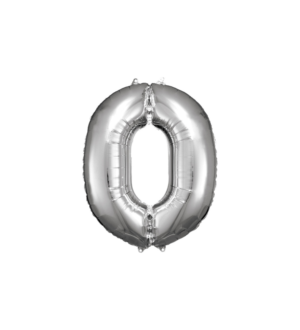 Fóliový balónik "0" - strieborný 88cm