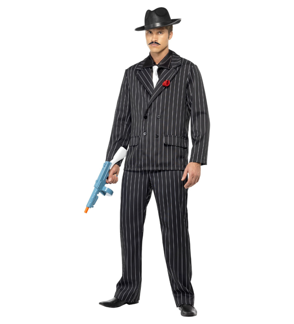 Kostým Gangster - čierny s pruhom