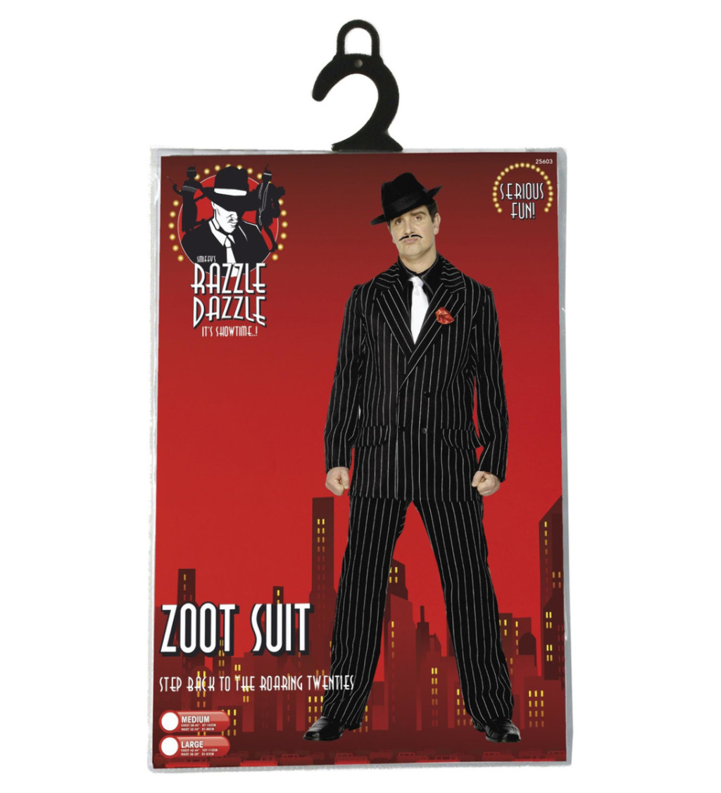 Kostým Gangster - čierny s pruhom