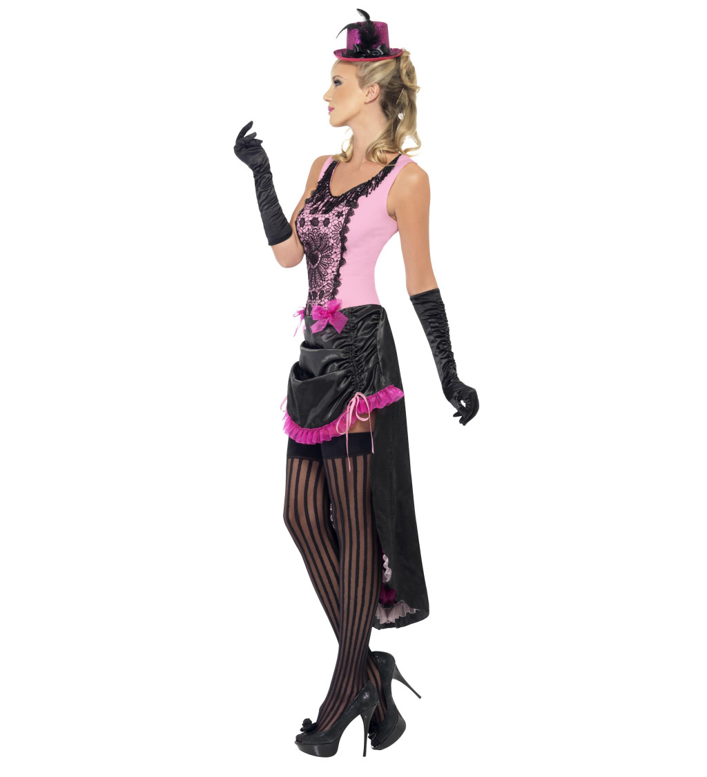 Kostým tanečnica Burlesque - ružovo-čierny