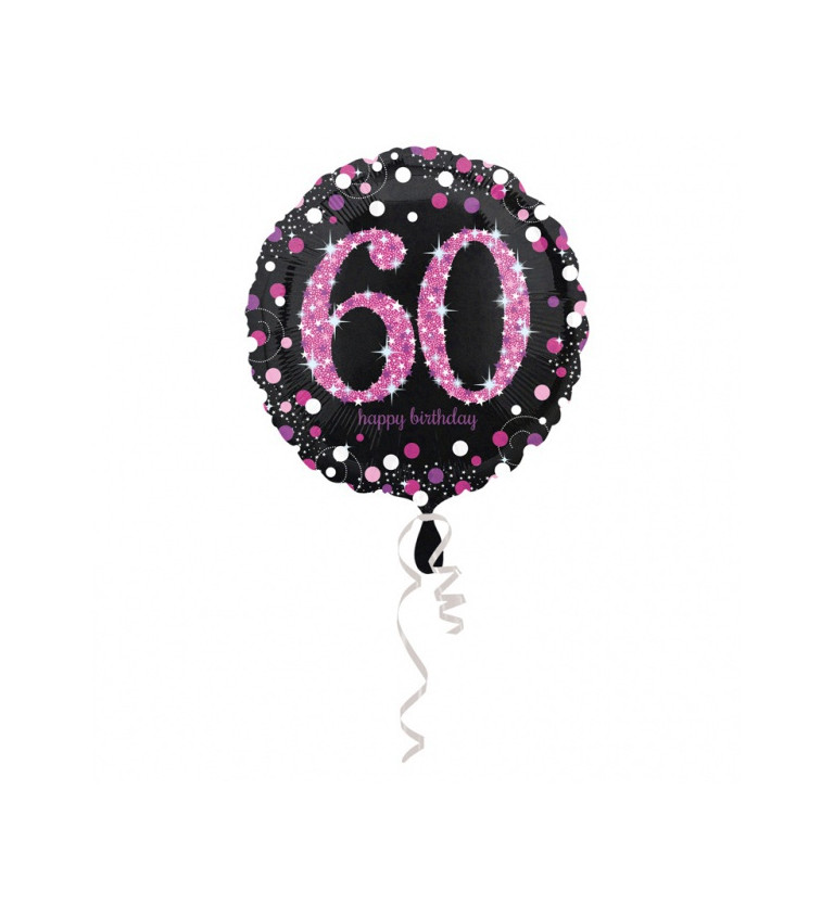 Fóliový balón "60" - ružový
