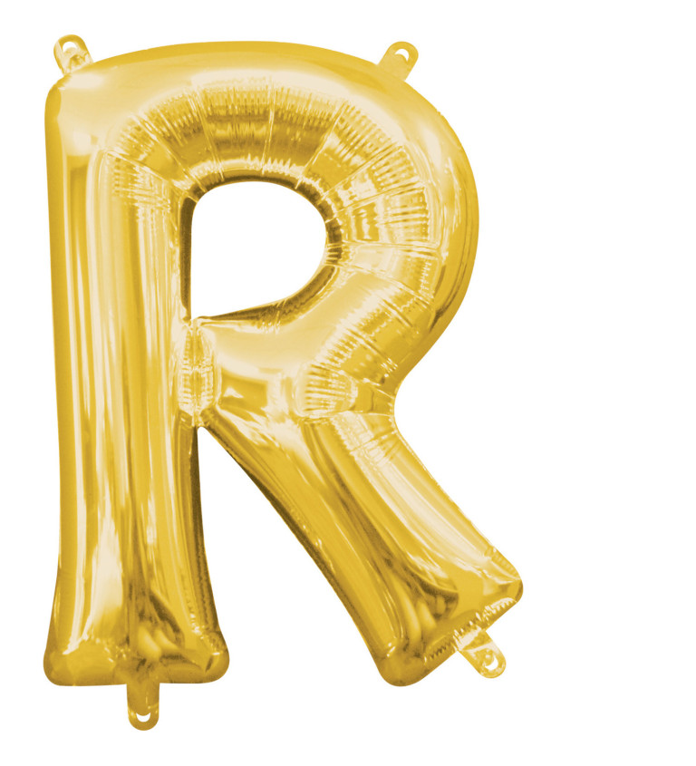 Fóliový balón "R" - mini zlatý