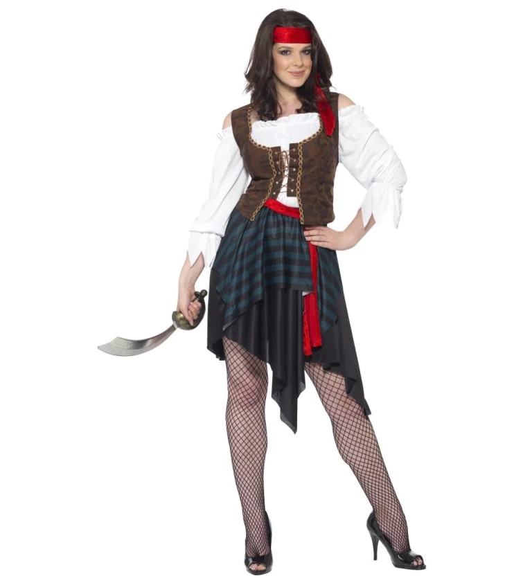 Kostým pirátka s červenou šatkou