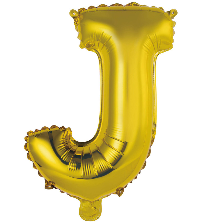 Fóliový balónik "J" - mini zlatý